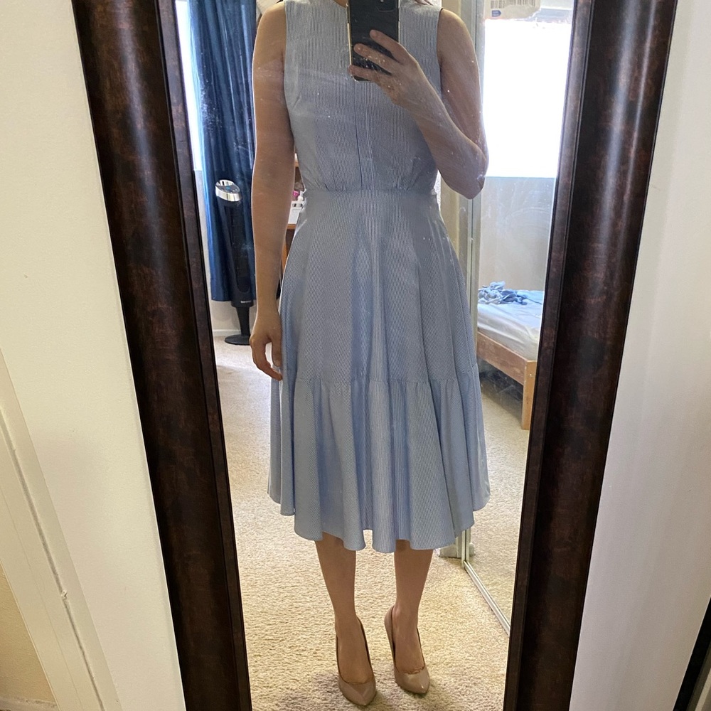 Cute Midi Blue striped Dress